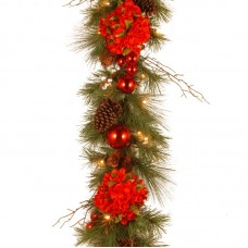 The Holiday Aisle Decorative Pre-Lit Hydrangea Garland THDA3903